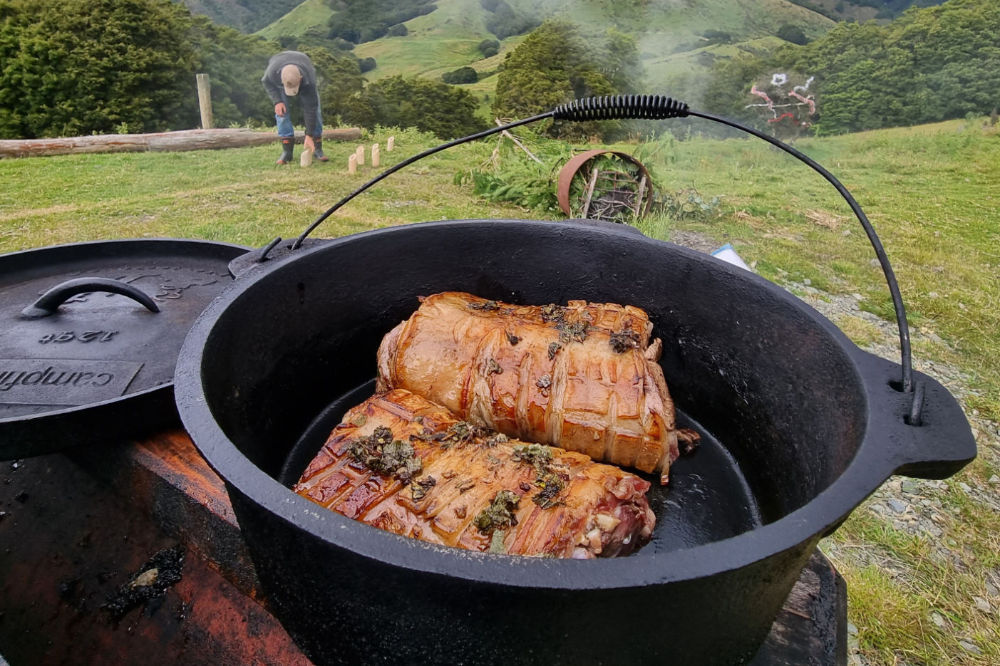 Camp oven delicious organic meat